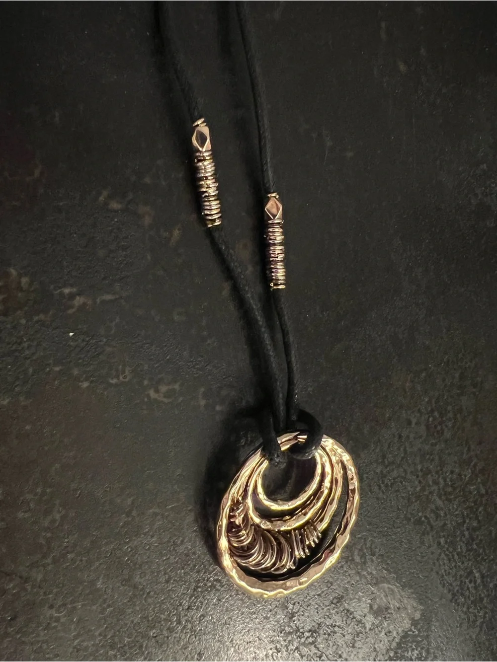 J. Jill Gold-Tone Layered Hoop Pendant Necklace with Black Cord
